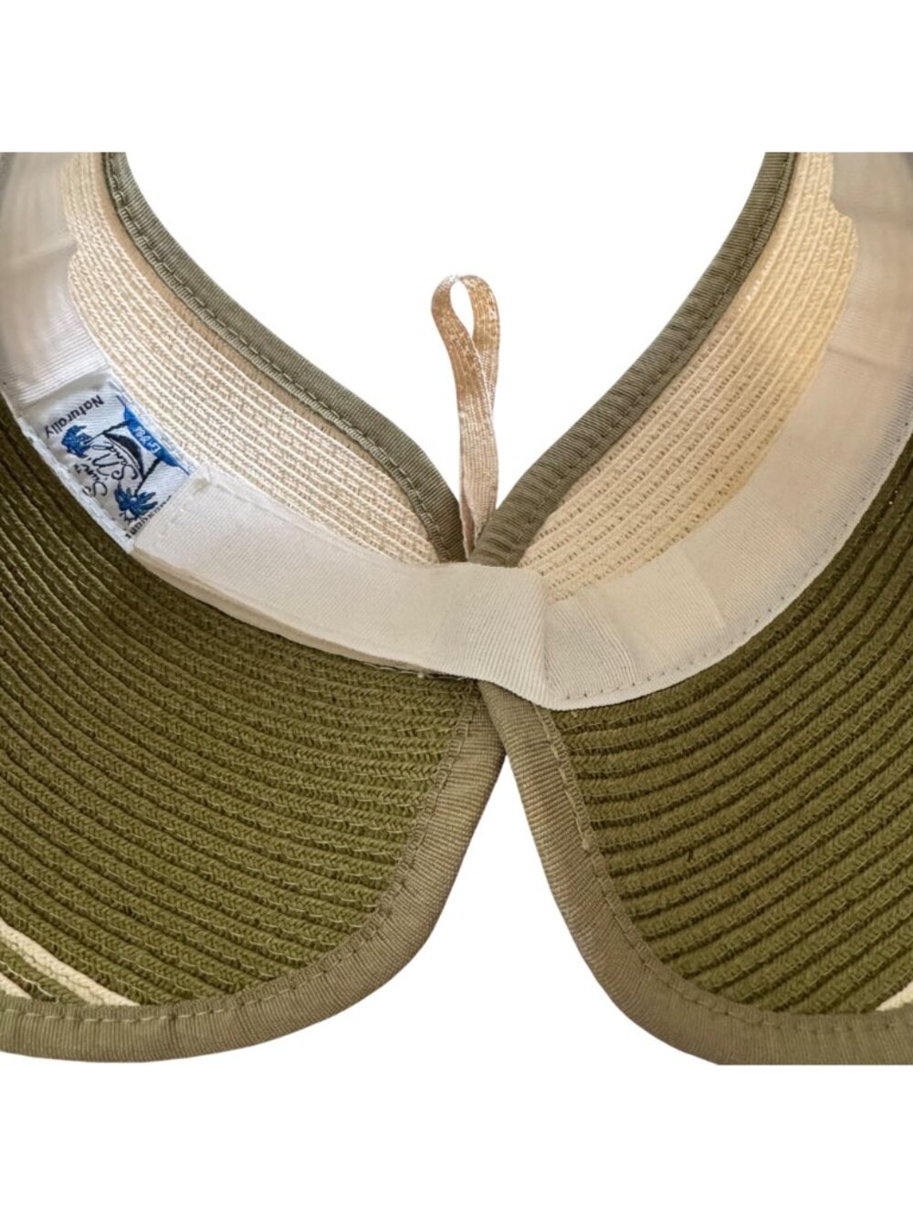 Sun N Sand Womens Straw Wide Visor Green/Beige Adjustable Fit Lightweight Travel - Picture 13 of 16